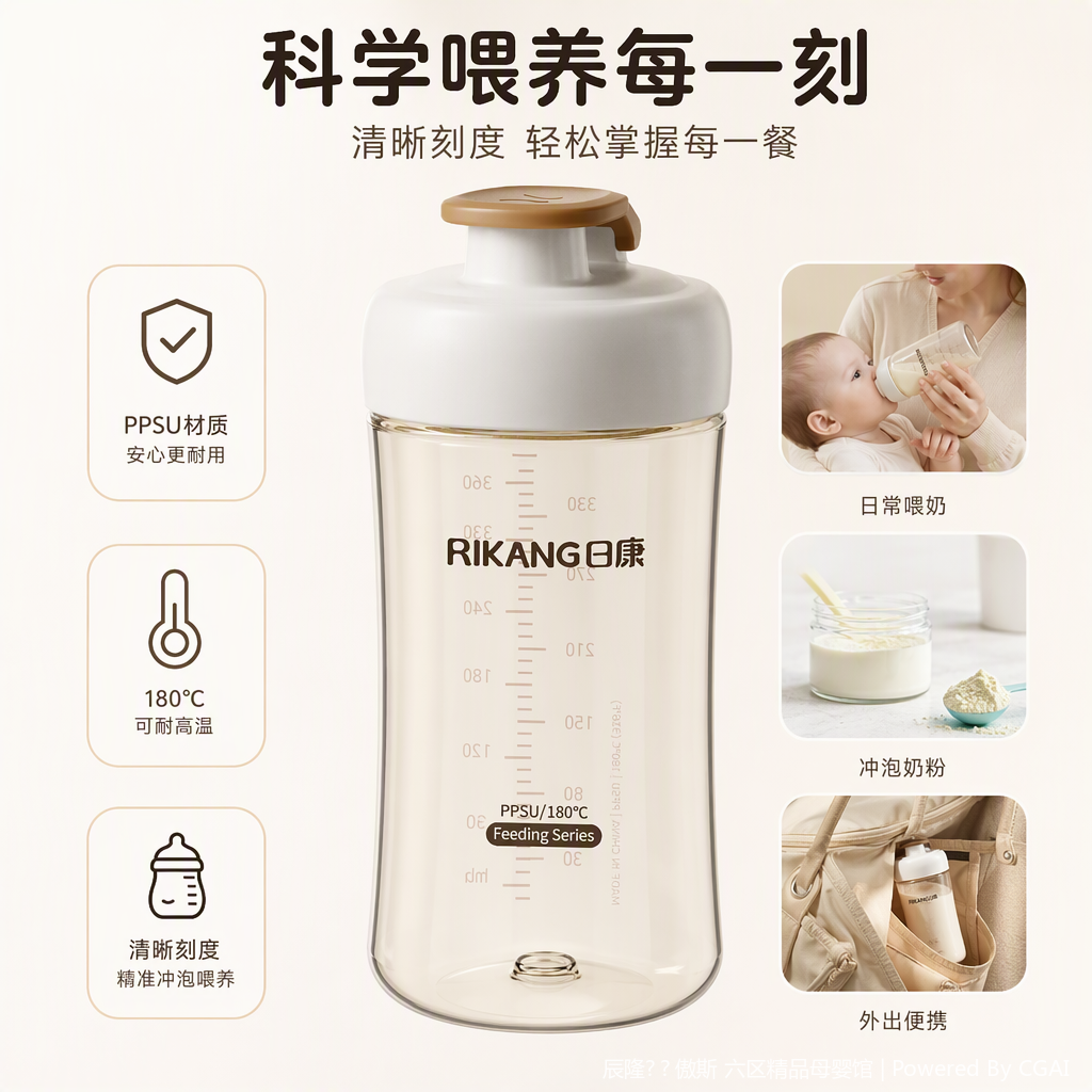 【OSEO】26Q4#B1085 Baby three-in-one bottle, off-white PPSU material, anti-drop and heat-resistant infant bottle, specially designed for newborns