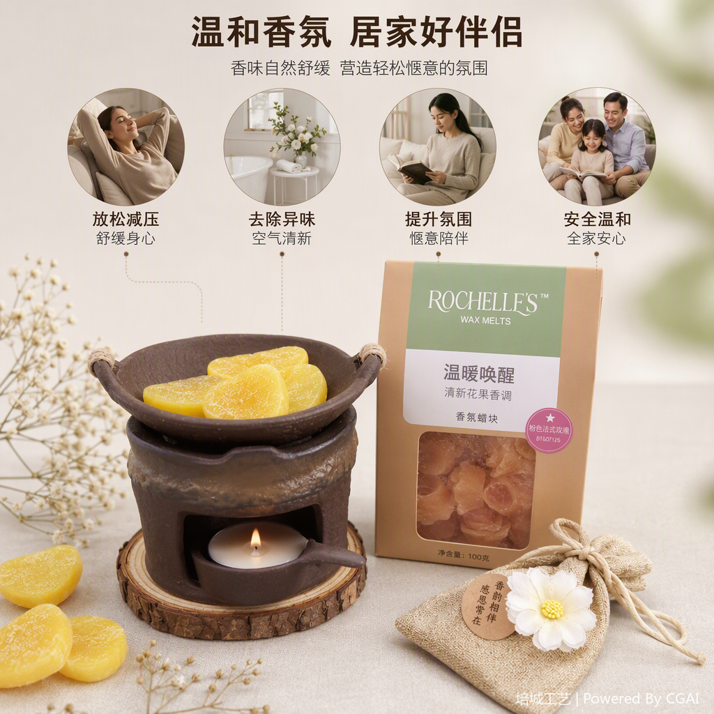 复古陶制蜡烛暖器棕色香薰台家用温馨氛围营造香薰蜡烛配件