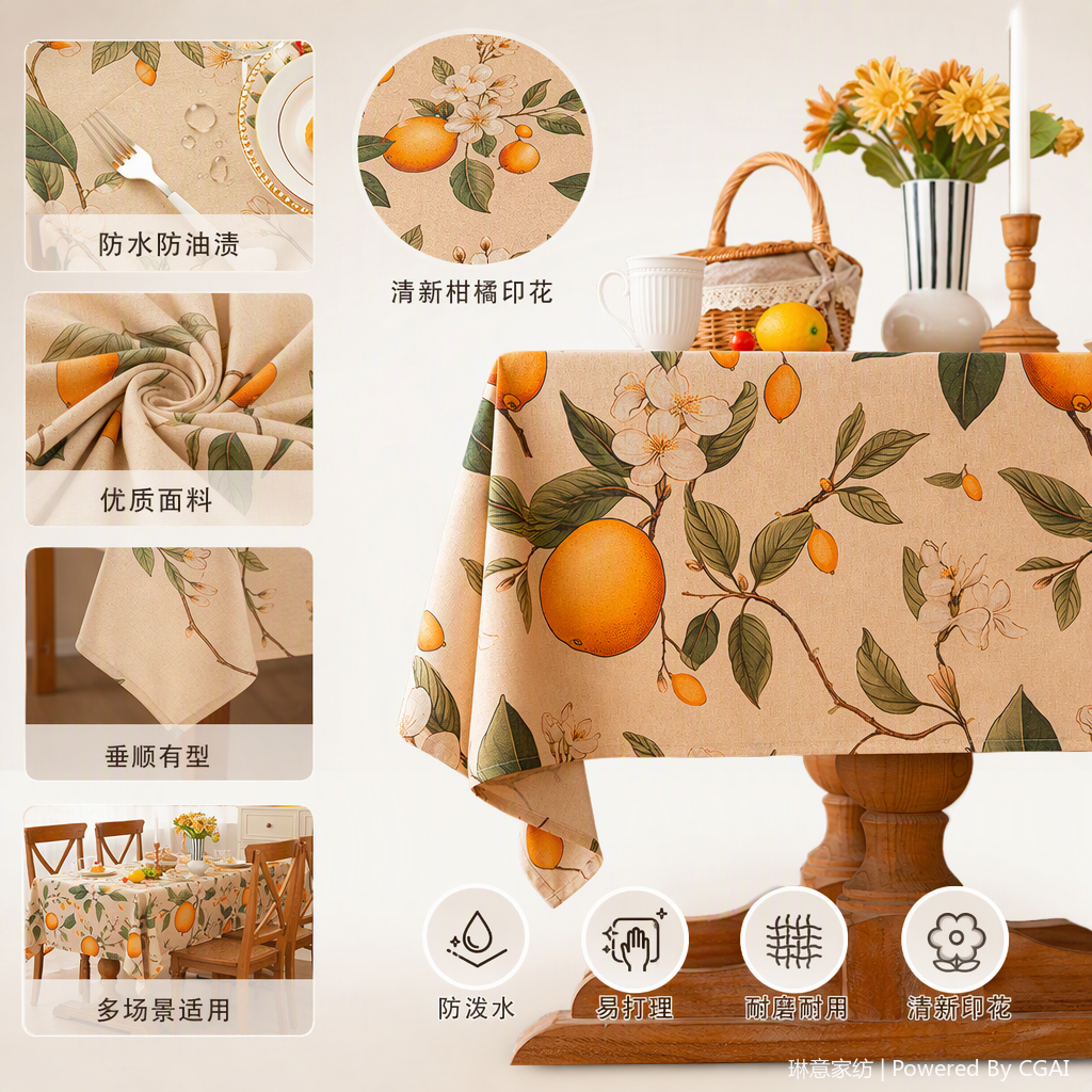 Mesa sunshine mesa especial elegante simple bordado algodón cuadrado antideslizante mantel