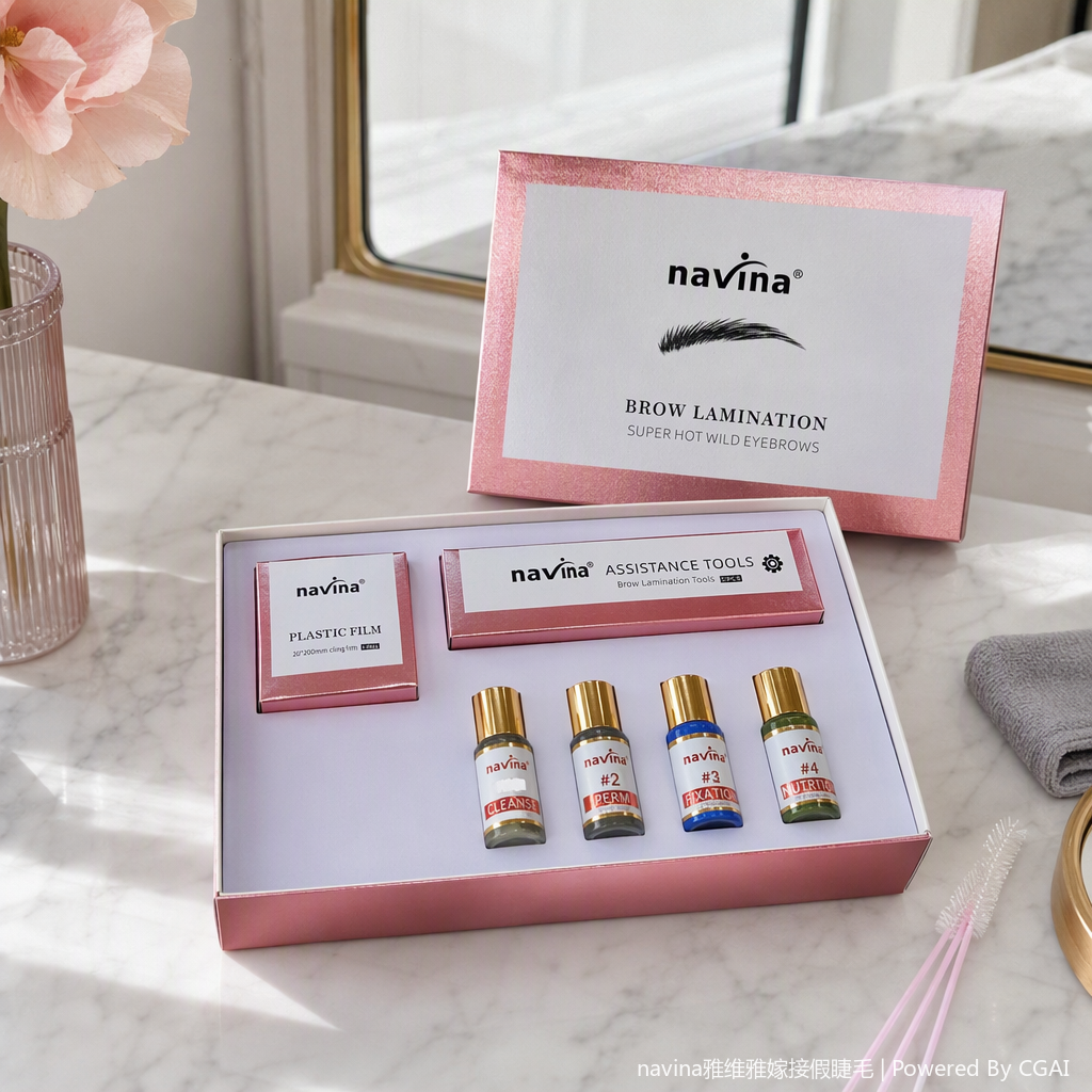 Navina cejas crema de fijación caja de embalaje rosa de larga duración forma natural cuidado profesional cejas maquillaje productos details Picture