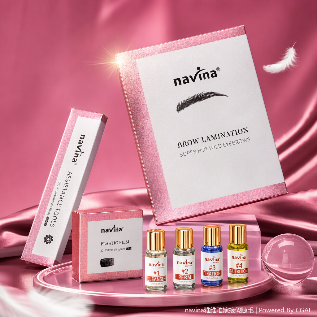 Navina cejas crema de fijación caja de embalaje rosa de larga duración forma natural cuidado profesional cejas maquillaje productos Specification image