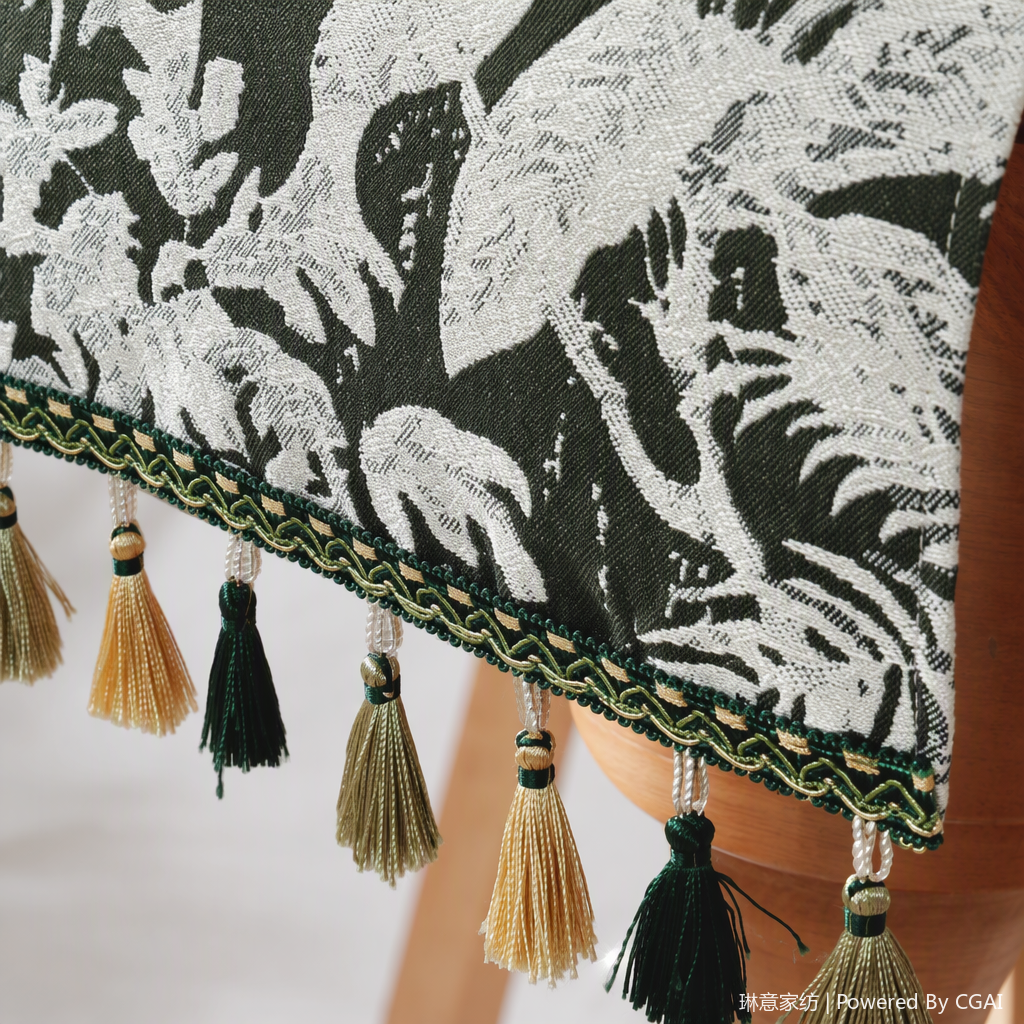 Bandera de mesa venta directa de fábrica pintura decorativa moderna verde arroz blanco diseño de plantas tropicales bandera de mesa musulmana cristal porcelana marco de foto de bienvenida pino colgante pintor decoración de casa Application Scenario