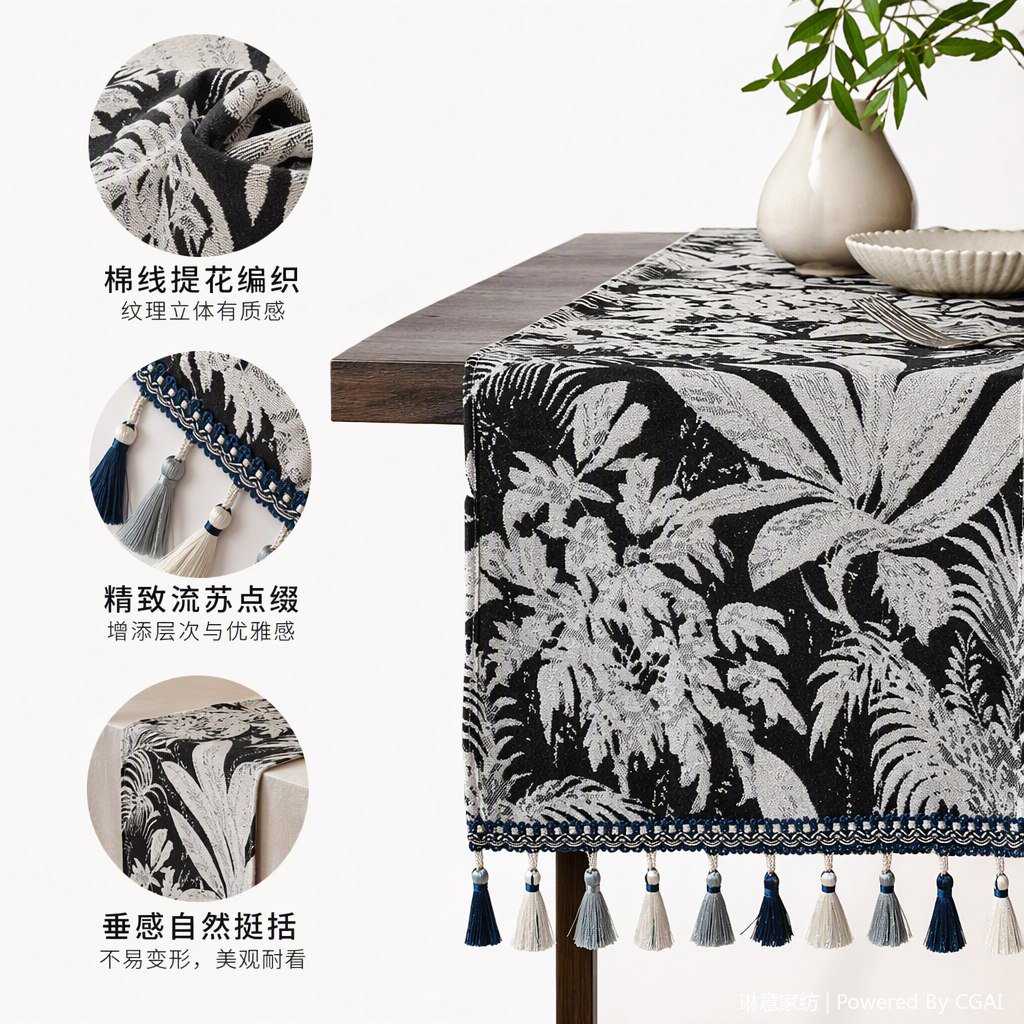 Table flag manufacturer direct sales of cross-border Christmas table MATS, park one-piece chairs, tea flags, tablecloths, fabric decoration products