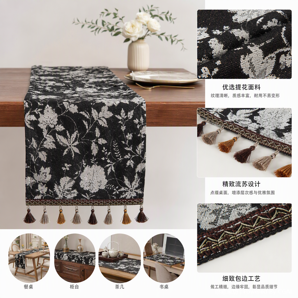 Bandera de mesa con patrón de flores blanco y negro bandera roja pull flag tenjo flower electronic light homecoming decoration props set bandera de mesa venta directa de fábrica
