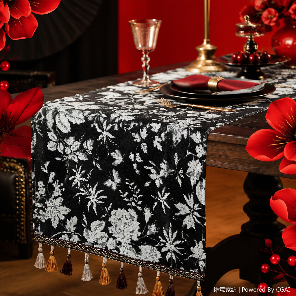 Bandera de mesa con patrón de flores blanco y negro bandera roja pull flag tenjo flower electronic light homecoming decoration props set bandera de mesa venta directa de fábrica Specification image