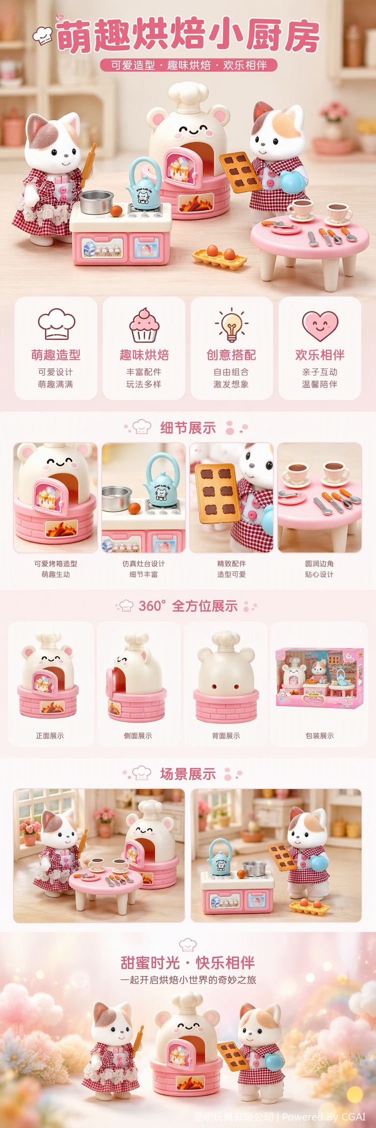 Yasni Dreamy Bay veni rabbit pink baking theme juegos de juguetes escenas divertidas accesorios de cocina niños puzzle muñecas combo pic 1
