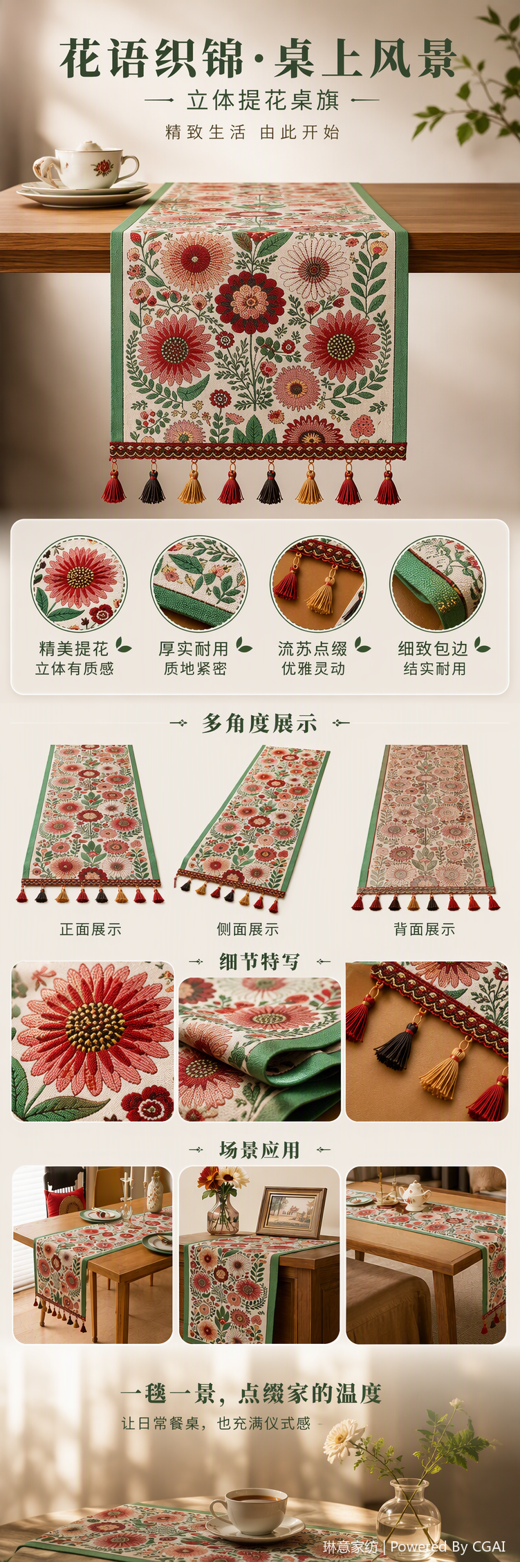Bandera de mesa venta directa de fábrica estilo americano idílico teñido teñido bandera de té jacquí bandera transfronteriza mantel parque de tela silla de una pieza alfombrilla de navidad artículos de decoración pic 5
