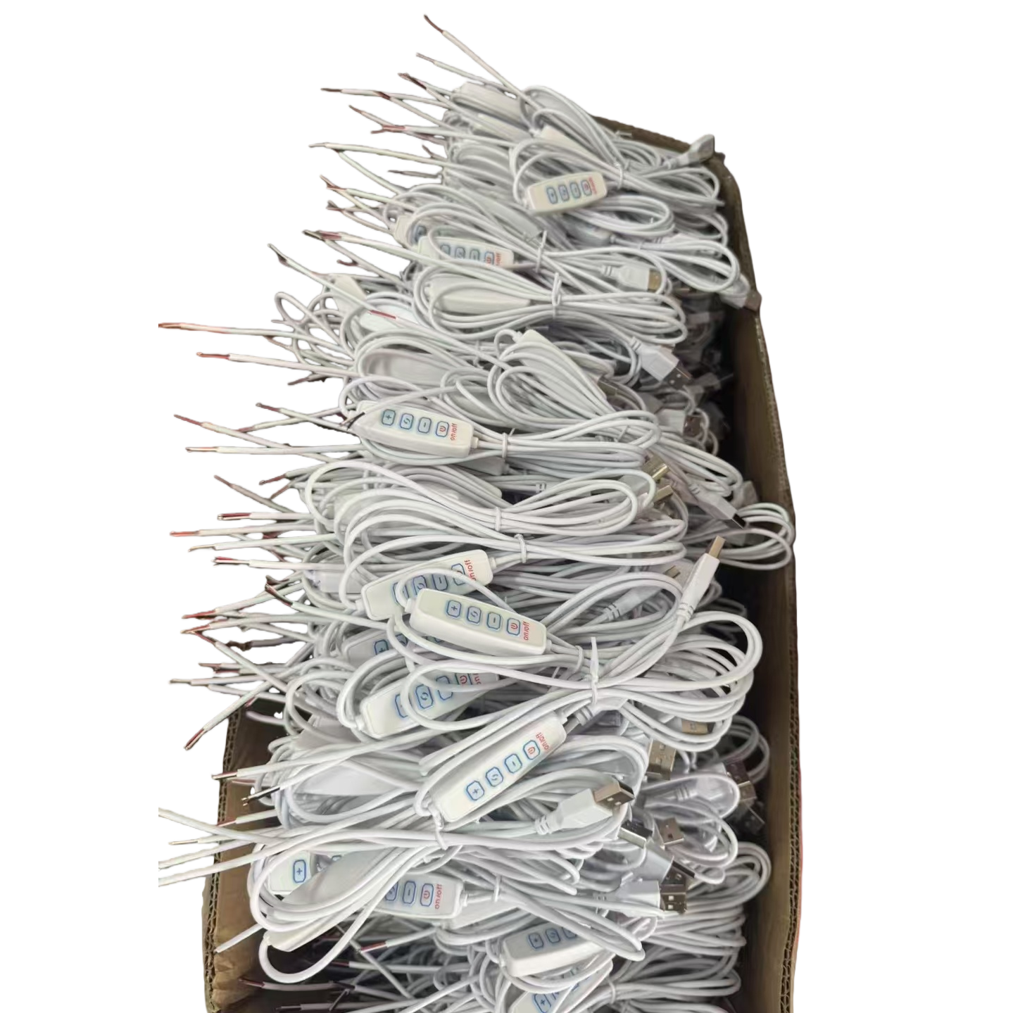White USB power supply cable with remote control switch, multi-functional data cable, computer and mobile phone charging cable, portable control cable Item Picture