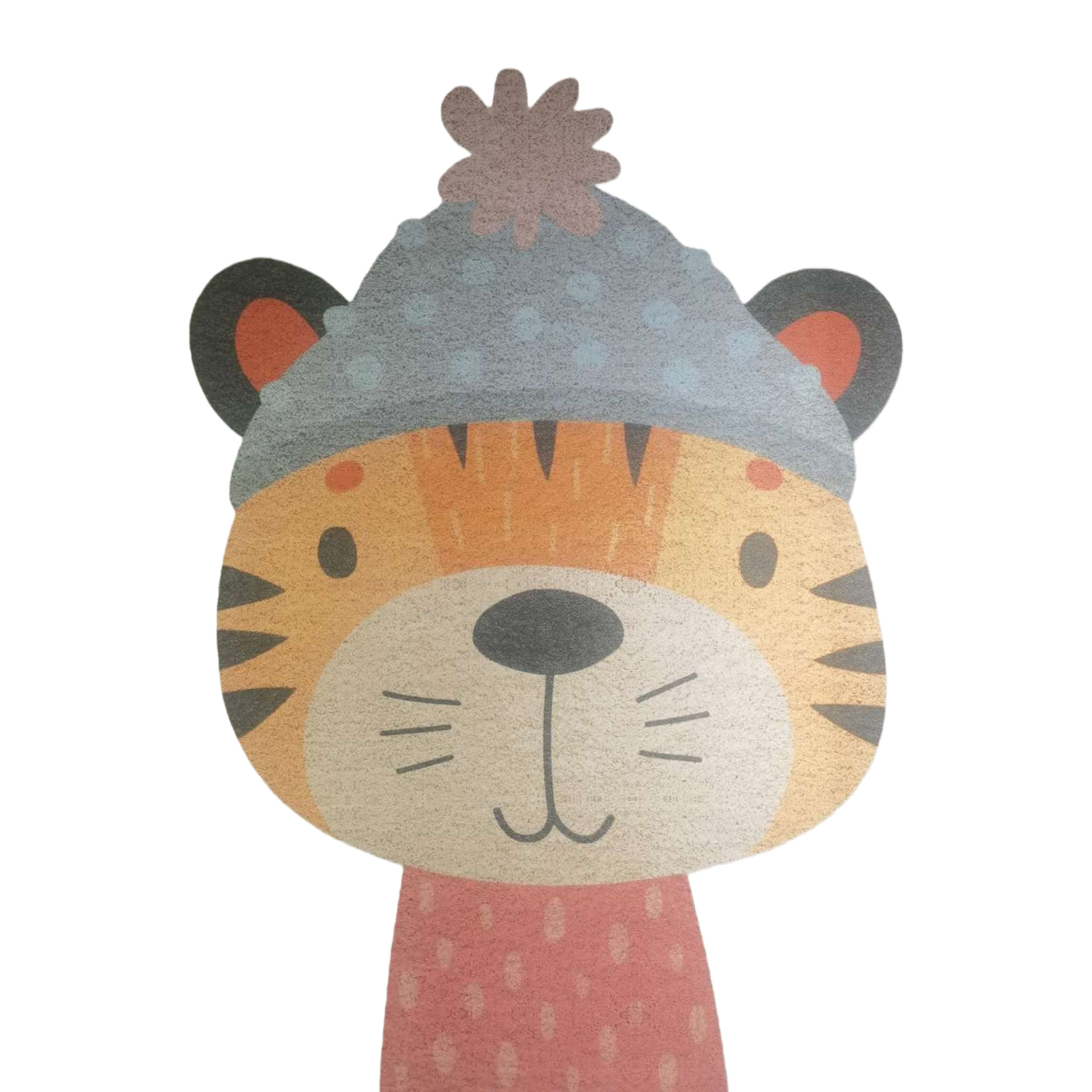 Cartoon tiger head woolen hat, red scarf, warm winter children's men and women's cute, fun and fashionable hat and scarf set Item Picture