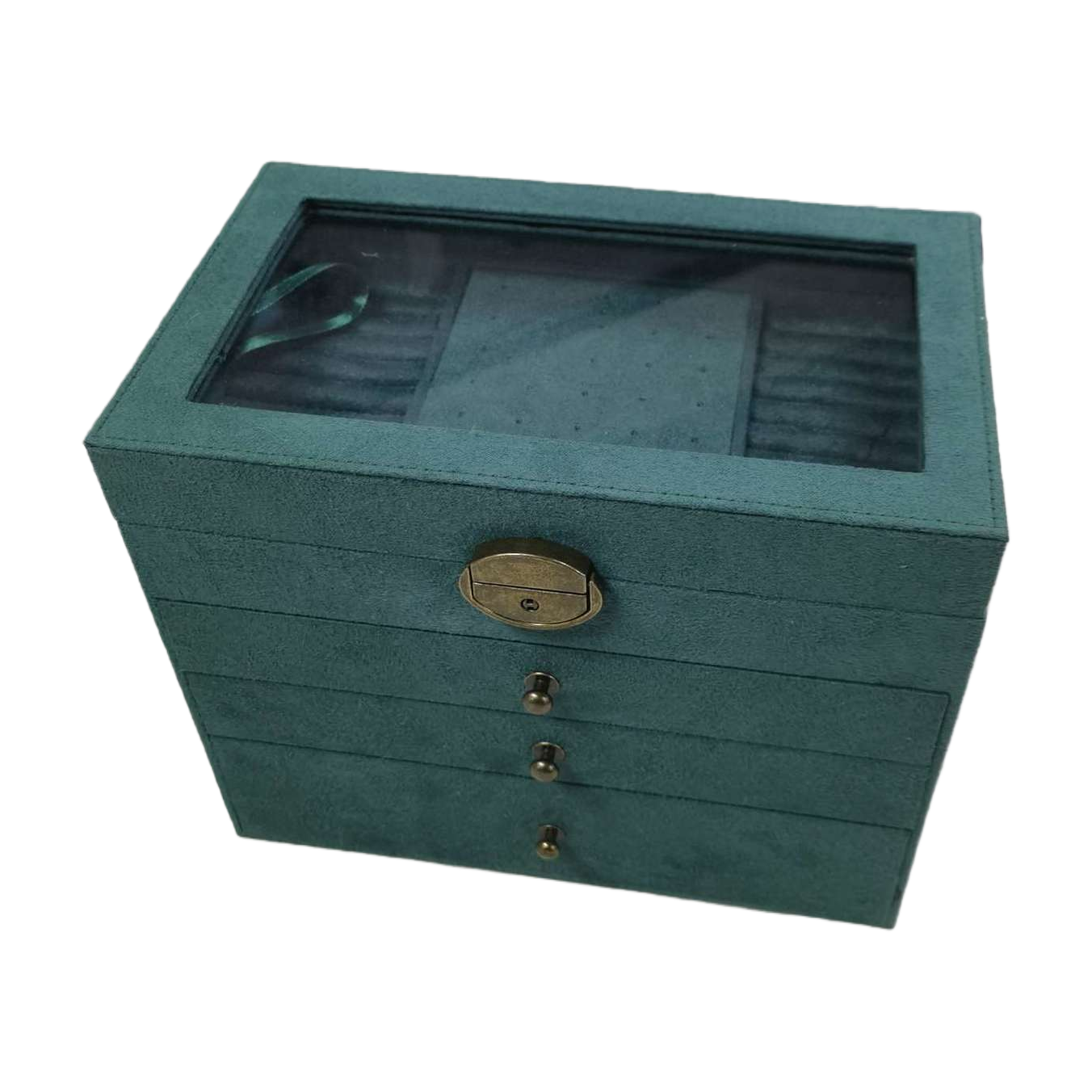 أغطية زجاجية لشريط كاسيت من مجوهرات مزخرفة باللون الأخضر الغامق Item Picture