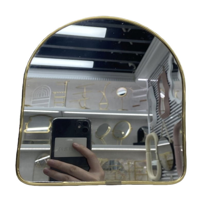 金色边框拱形地镜白底实物图