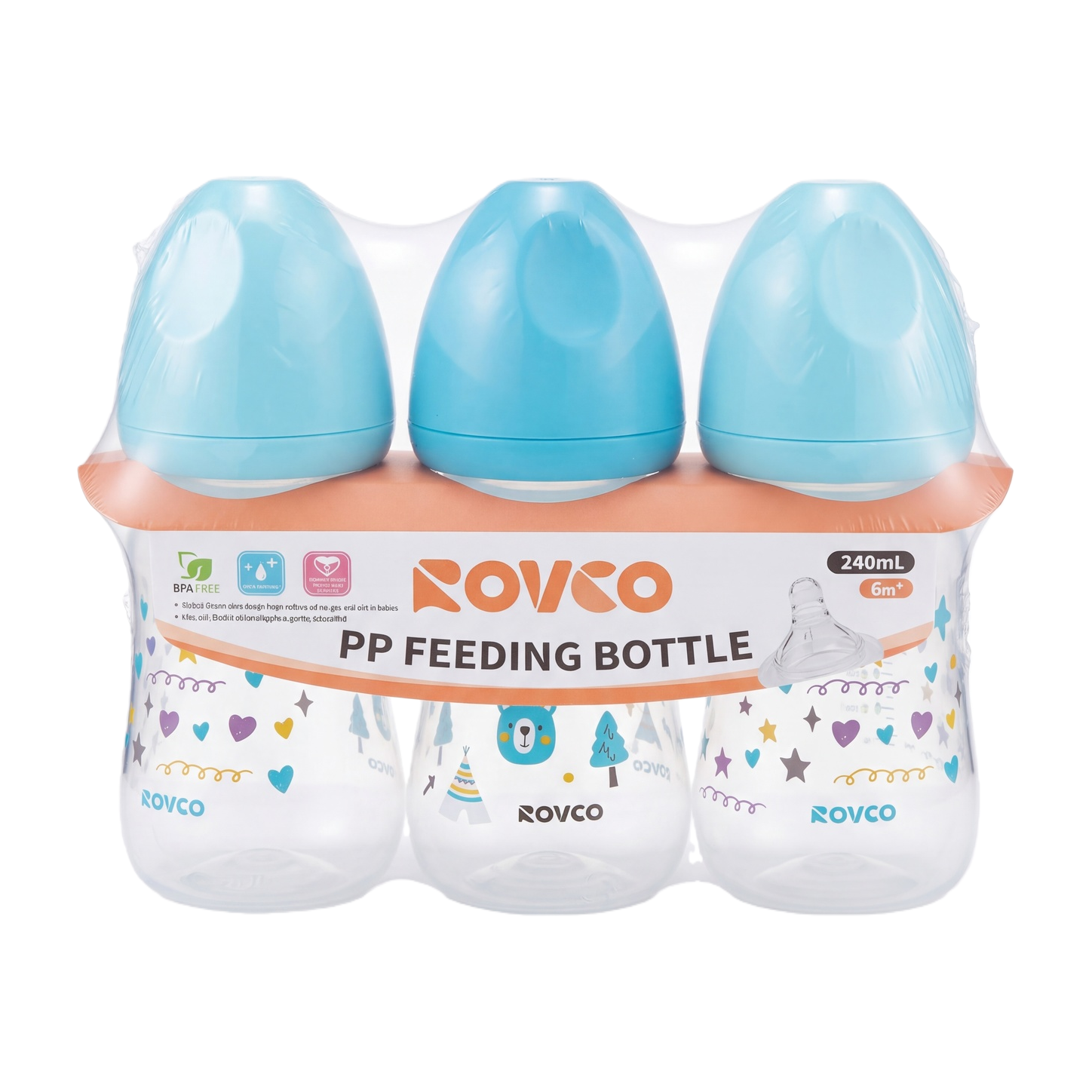 【OSEO】26Q4#W1005-1 Three blue pacifier caps PP bottle covers for baby bottles, anti-drop and anti-leak baby products, children's products Item Picture