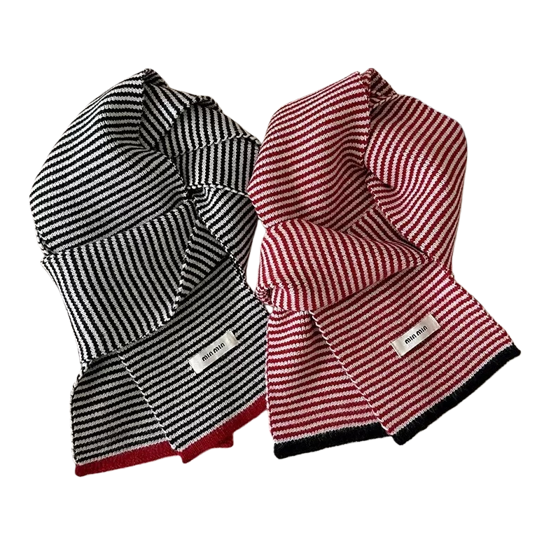 Moda versátil rayas blanco y negro bufandas rayas rojas y blancas casual otoño invierno abrigos mantones mujeres tendencias bufandas accesorios Item Picture