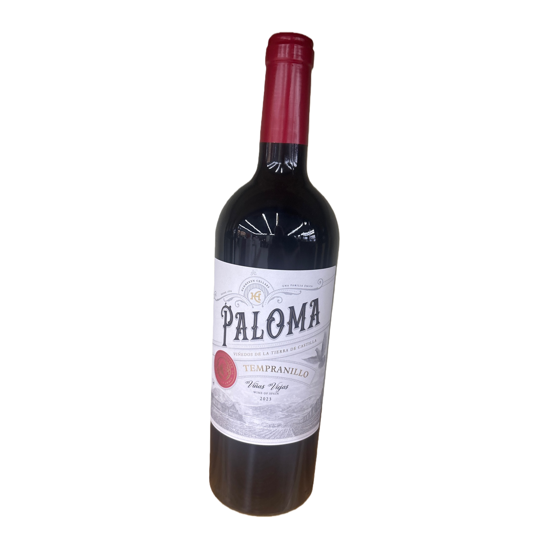 Красная бутылка "Paloma Tempranillo", красная бутылка "шляпа", классическая густая, хорошо сочетается с коллекцией хорошего вина Item Picture
