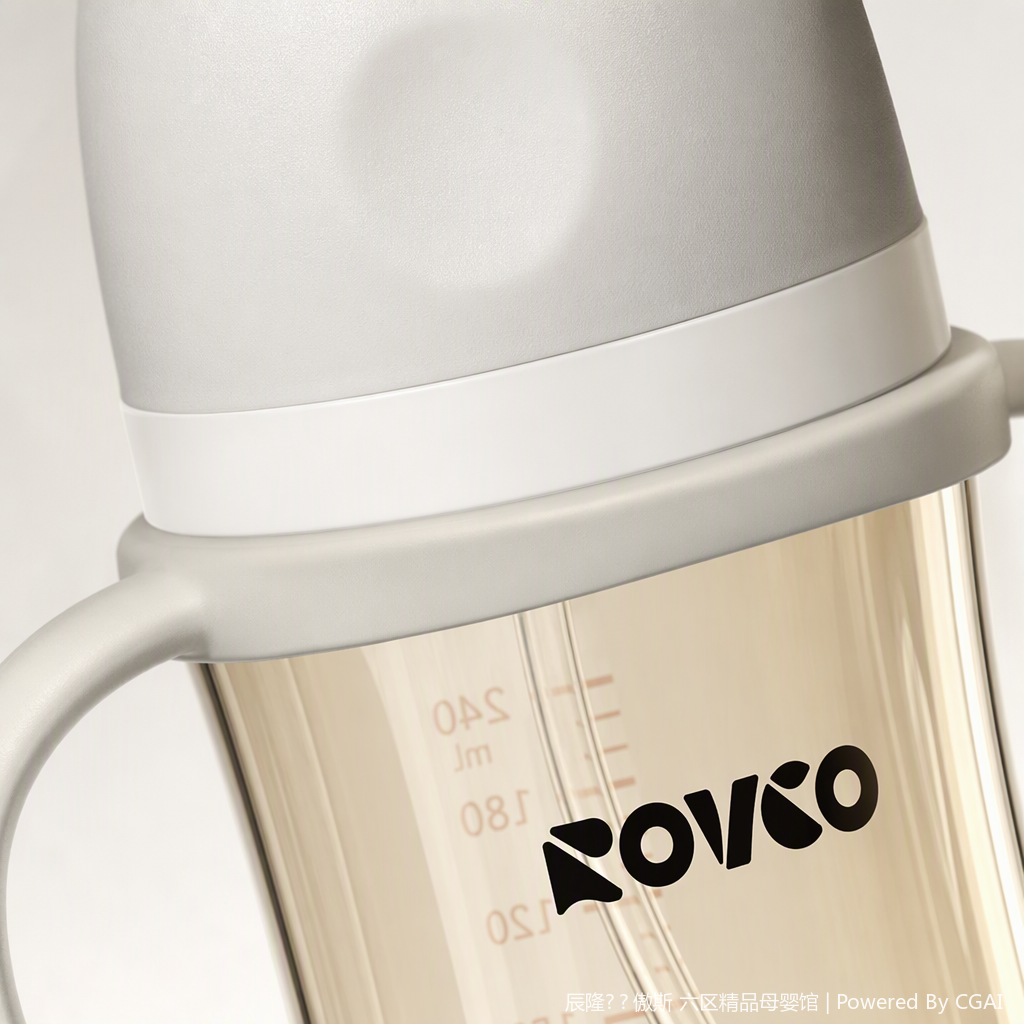 【OSEO】26Q4#N1065-2 leak-proof and heat-resistant transparent baby bottle with grey handle bottle cover, baby feeding products, baby bottle accessories Application Scenario