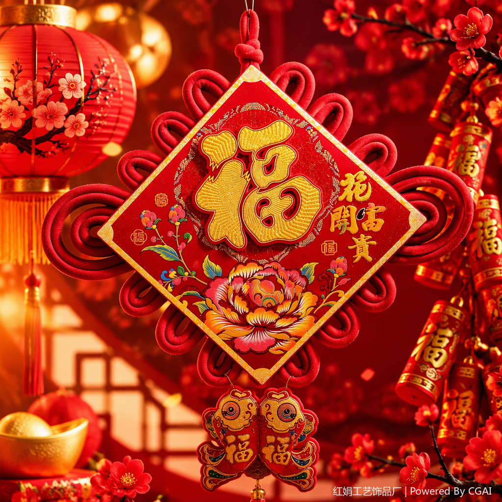 Chinese-style 汍 red hand-woven pendant auspicious knot pendant home decoration festival gift pendant Specification image