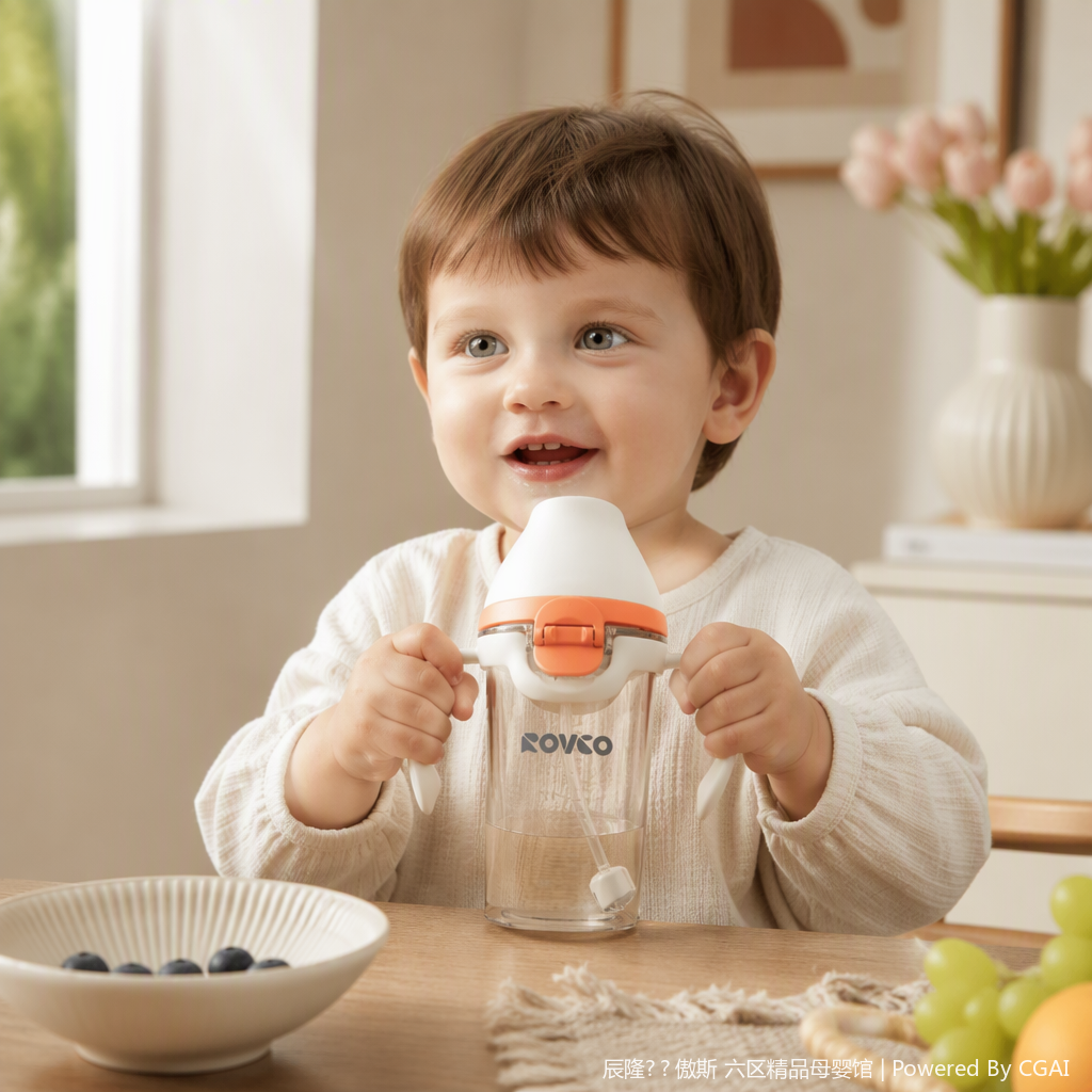 【OSEO】26Q4#P1002-1 Cute Cartoon Face Transparent Baby Bottle Set, anti-drop baby bottle accessories, Children's Products 115801730 details Picture
