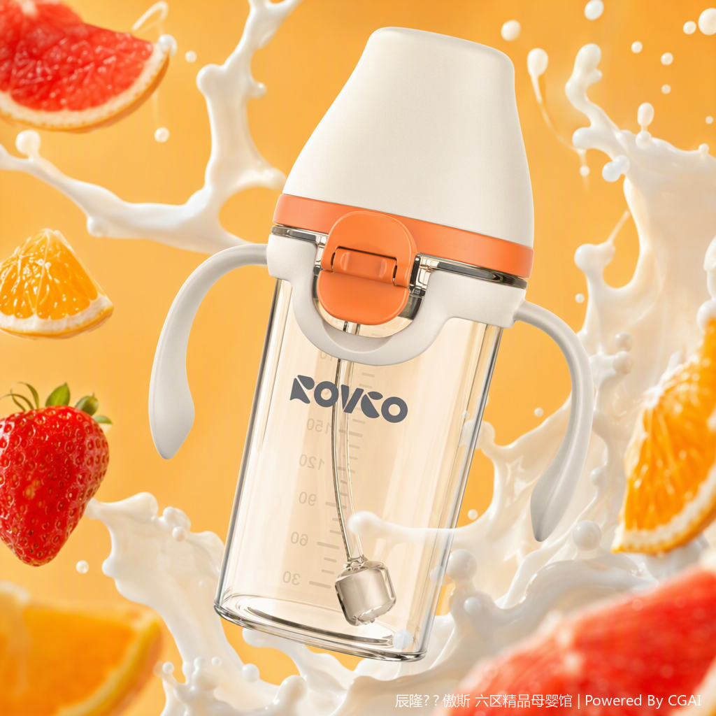 【OSEO】26Q4#P1002-1 Cute Cartoon Face Transparent Baby Bottle Set, anti-drop baby bottle accessories, Children's Products 115801730 Specification image