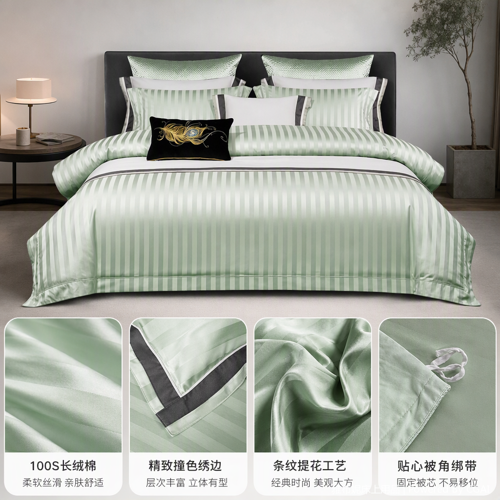 Wedding bedding set, wedding bedroom bedding, wedding celebration bed sheets and duvet covers, four-piece set, all cotton, soft and comfortable details Picture
