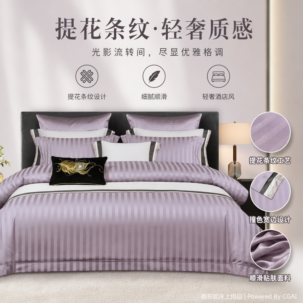 The soft pure cotton four-piece bedding set is a must-have for a cozy bedroom for couples, providing a comfortable sleep experience details Picture