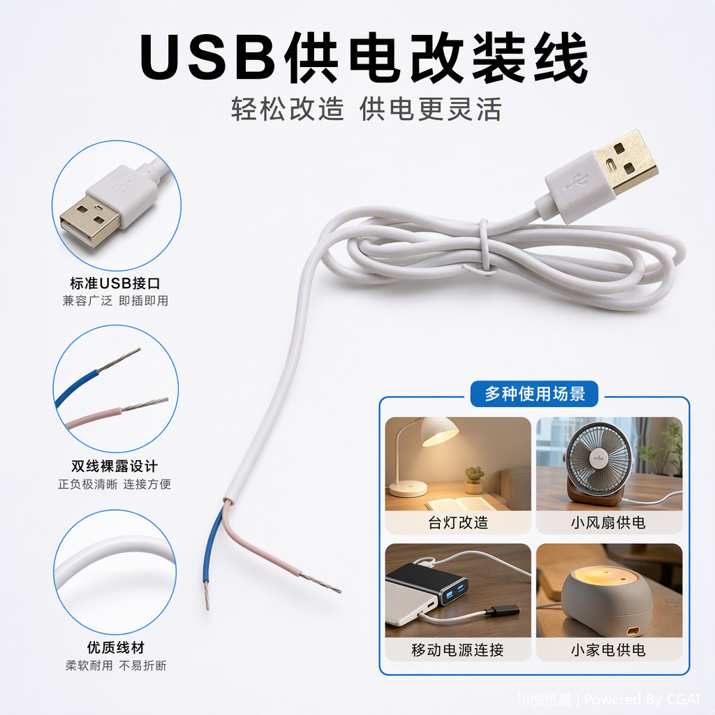 High-quality white USB charging transmission cable compatible with multiple devices, durable and fast data synchronization