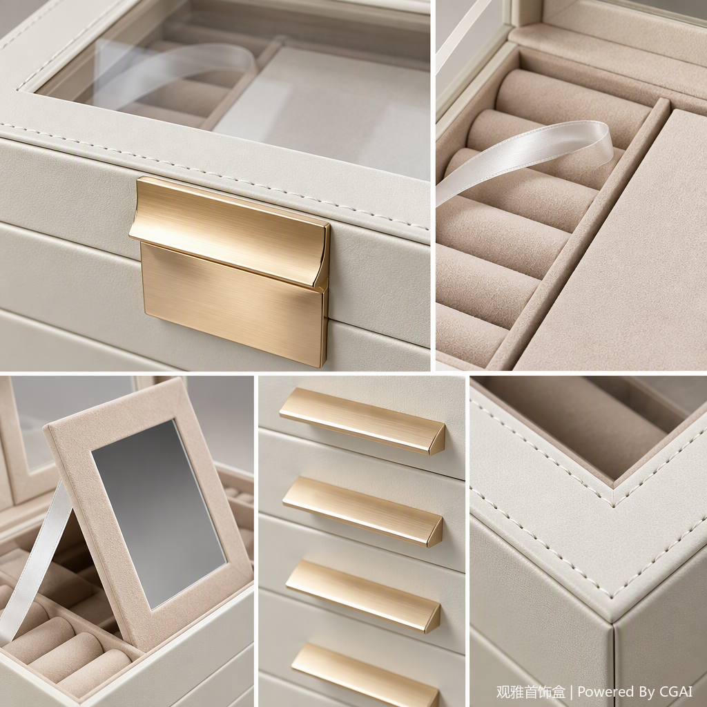 Multi-layer white jewelry storage box, organizing box, jewelry box, storage cabinet, storage box, home simple design Application Scenario