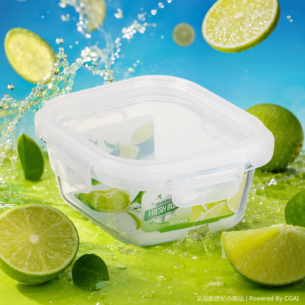 Heat-resistant and cold-resistant transparent glass sealed storage box, kitchen storage and organization container, large-capacity food preservation box Specification image