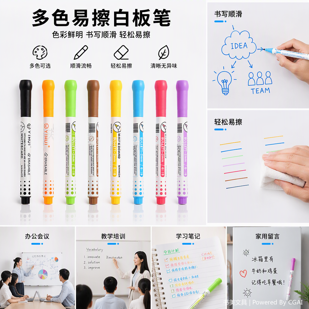 多彩白板笔办公会议教学写字标记笔学生用书写工具