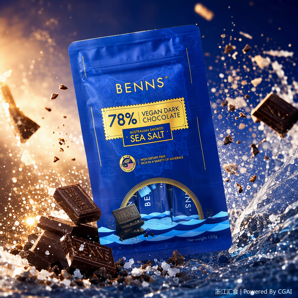 Benns Vietnamese Dark Chocolate 78% Australian smoked Sea Salt Flavor blue packaging Bag Snack Chocolate Gift box Specification image