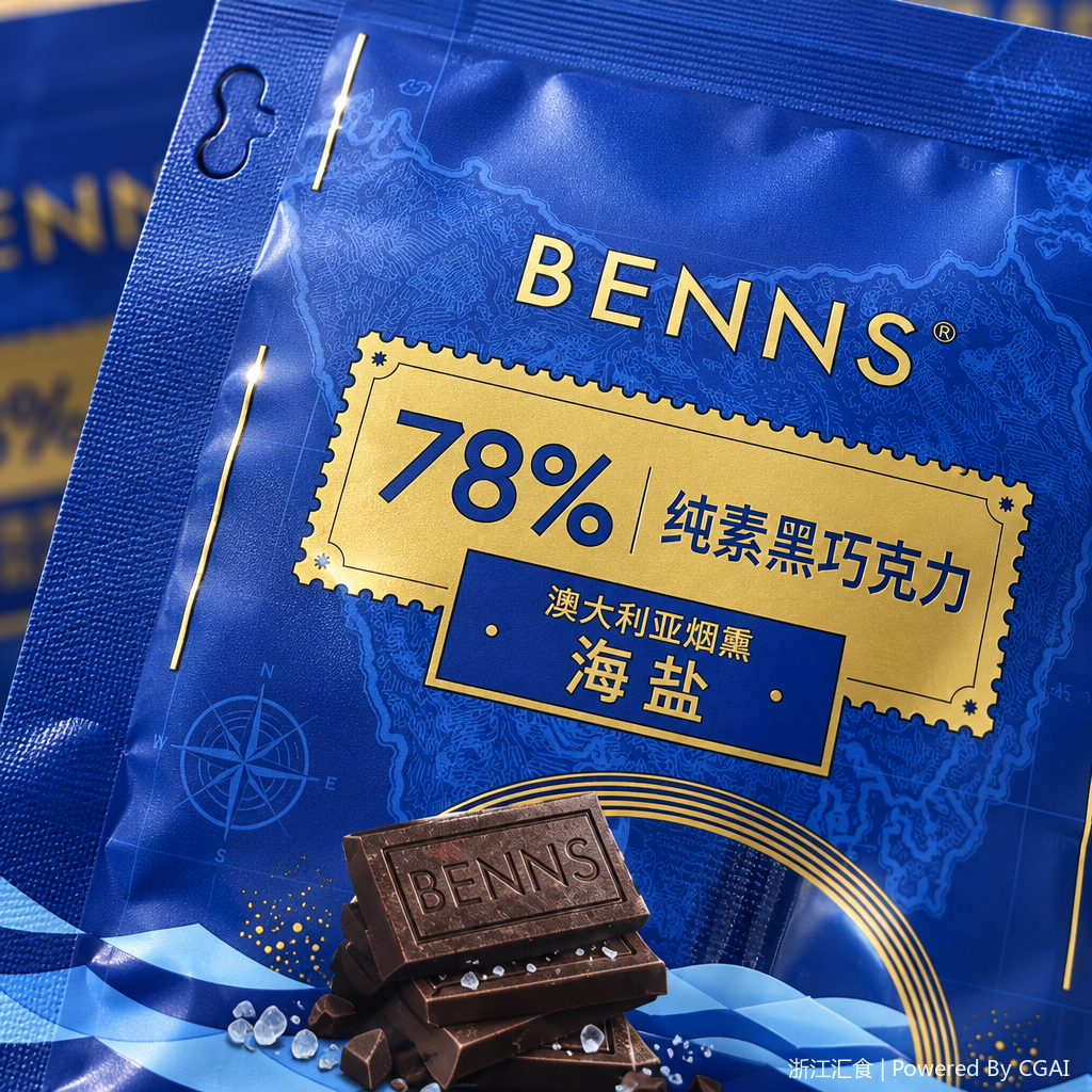 Benns Vietnamese Dark Chocolate 78% Australian smoked Sea Salt Flavor blue packaging Bag Snack Chocolate Gift box Application Scenario