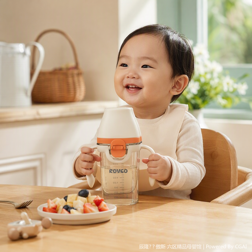 [OSEO] 26Q4#P1004-1 agua bebé naranja blanco juego de colores con mango bebé y niño aprender a beber tazas de aislamiento tazas de agua para niños bebé dispositivo de agua details Picture