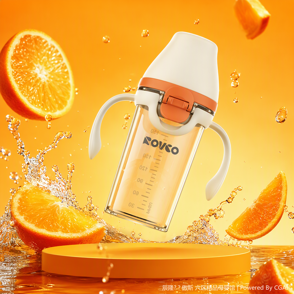 [OSEO] 26Q4#P1004-1 agua bebé naranja blanco juego de colores con mango bebé y niño aprender a beber tazas de aislamiento tazas de agua para niños bebé dispositivo de agua Specification image