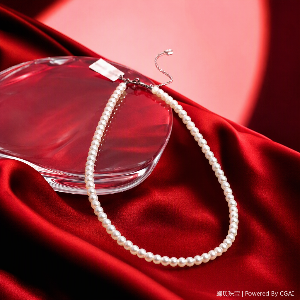 High-gloss white pearl necklace, a classic, versatile and fashionable accessory for women, is an excellent gift Specification image