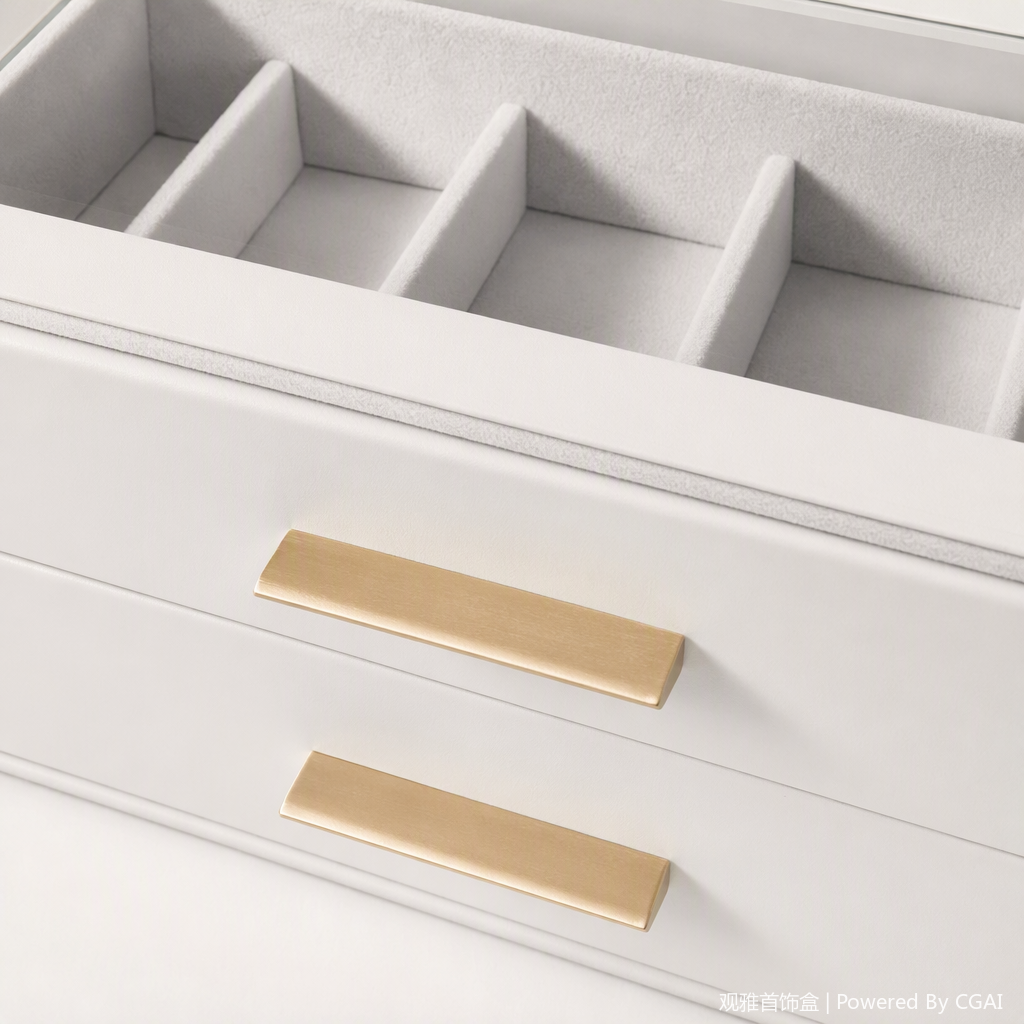 White double-layer drawer-type glass cover jewelry storage box, multi-layer organizing box, jewelry display storage box, and storage box Application Scenario