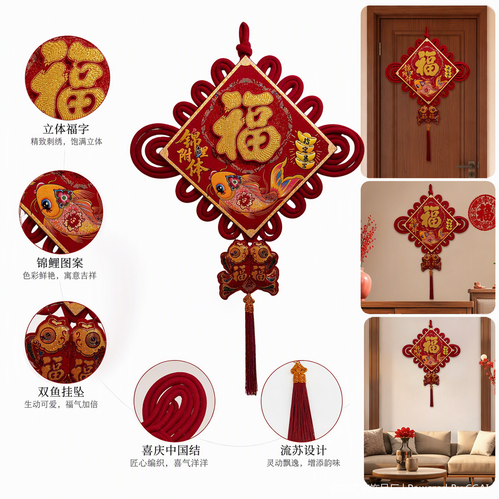 red Chinese knot pendant, hand-woven auspicious decoration, home pendant, festival decoration gift, promotional item