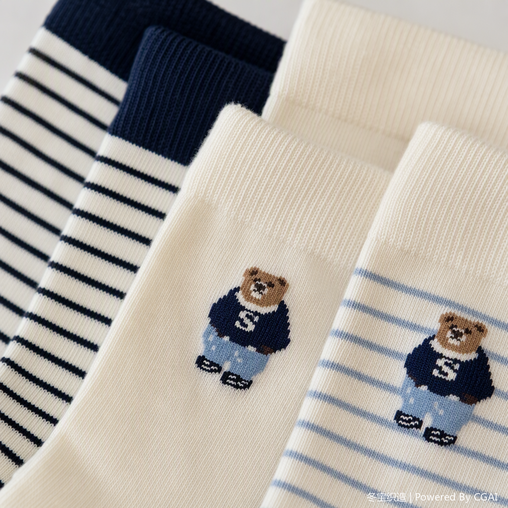 Lindo oso bordado rayas calcetines cómodo transpirable niños estudiantes casual deportes calcetines tendencia versátil Application Scenario