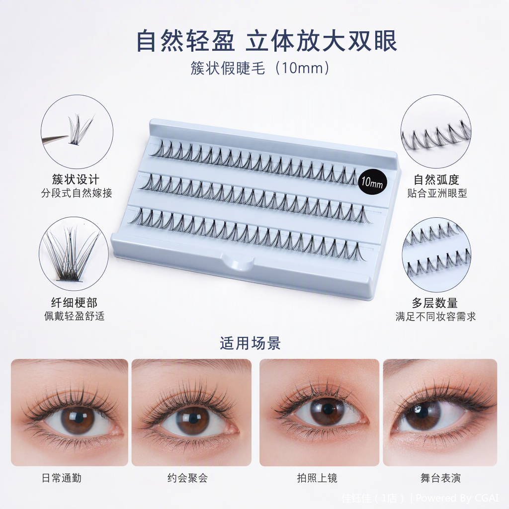 Natural thick false eyelash beauty tool, long-lasting and slender, enhancing eye makeup effect, suitable for professional makeup accessories details Picture