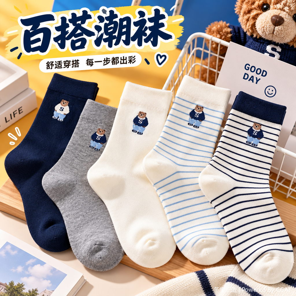 Moda casual hombre calcetines azul marino gris leche blanco azul rayas patchwork rayas calcetines deportivos tendencia versátil Specification image