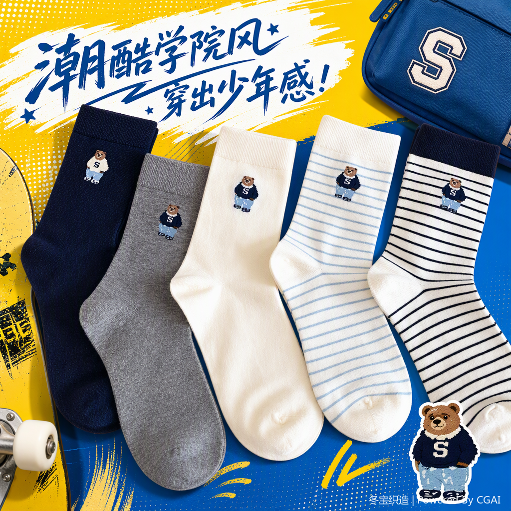 Moda casual hombre calcetines azul marino gris leche blanco azul rayas patchwork rayas cómodo transpirable calcetines deportivos Specification image