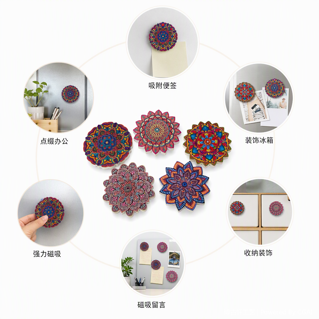 五枚彩色曼陀罗图案装饰贴片创意手工DIY贴纸墙面装饰贴片装饰品树脂香插冰箱贴