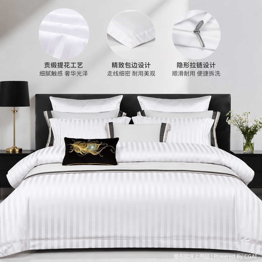 Wedding bedding set, wedding bedroom bedding, wedding celebration bed sheets, duvet covers, bedding four-piece set, newlywed fabric details Picture