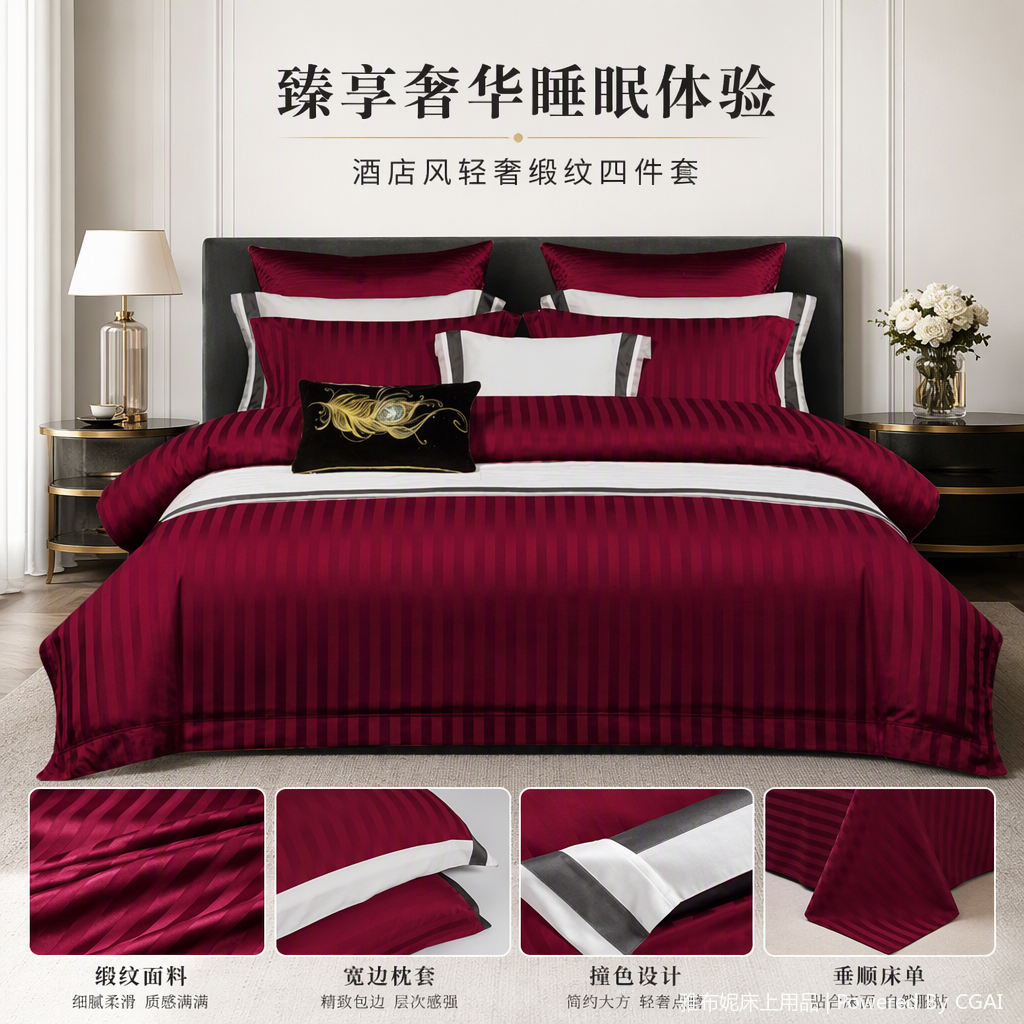 A variety of wedding bedding sets, including wedding bedroom bedding and wedding dress theme home textile sets, are available for selection Specification image