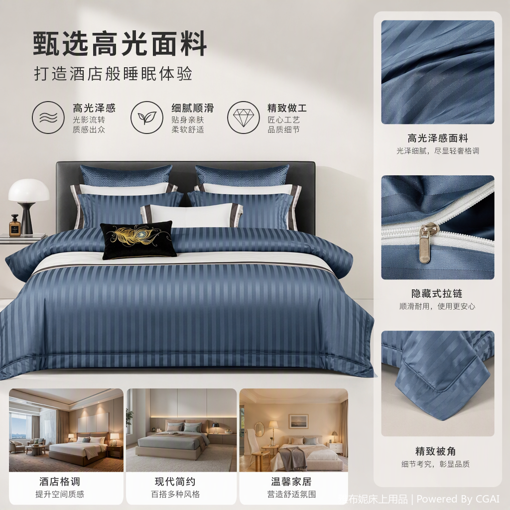 Warm and cozy pure cotton four-piece bedding set, simple and fresh, with multiple colors to choose from. Bed sheet, duvet cover and bedding set