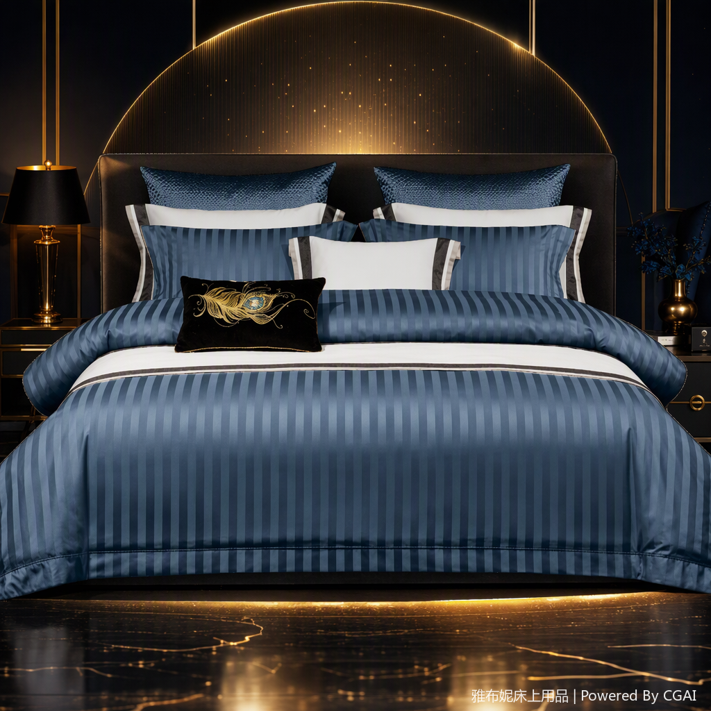 Warm and cozy pure cotton four-piece bedding set, simple and fresh, with multiple colors to choose from. Bed sheet, duvet cover and bedding set details Picture