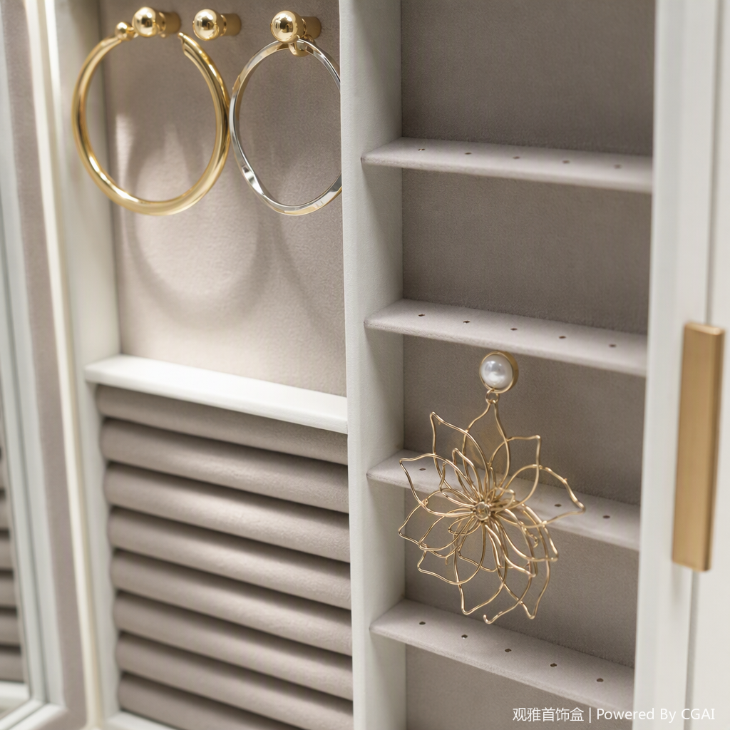 White glass door jewelry storage box, multi-layer organizing box, jewelry display storage cabinet, storage box, jewelry cabinet, home simple style Application Scenario