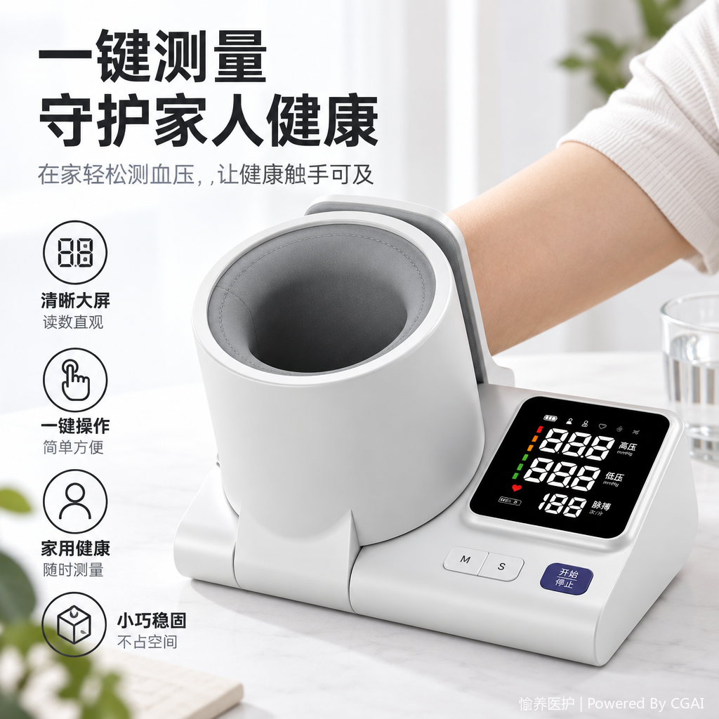 多功能智能血压监测仪家用白色数字显示便携式健康检测设备
