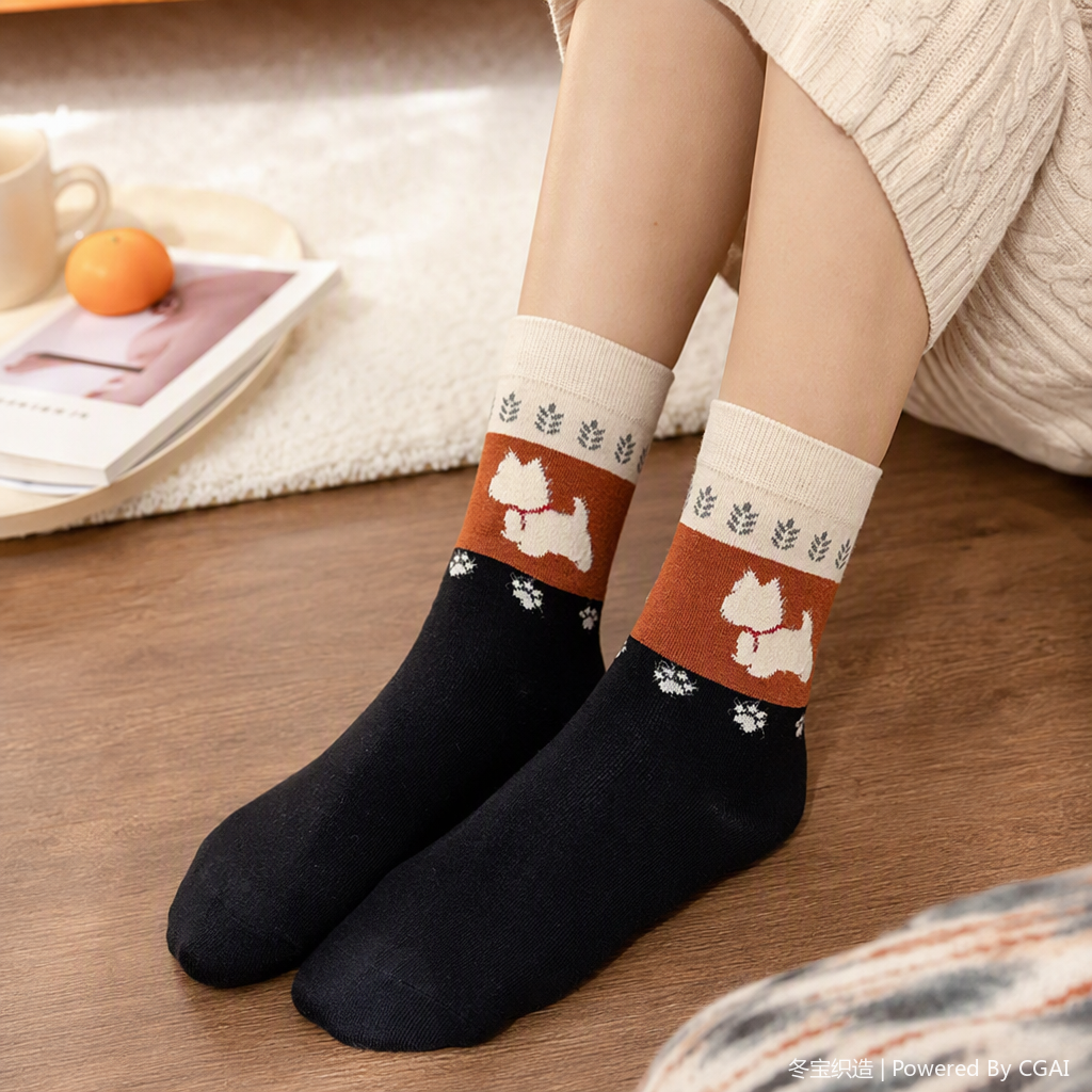 Lindo perro calcetines de algodón estampado cómodo transpirable moda calcetines casuales pareja estilo niños details Picture
