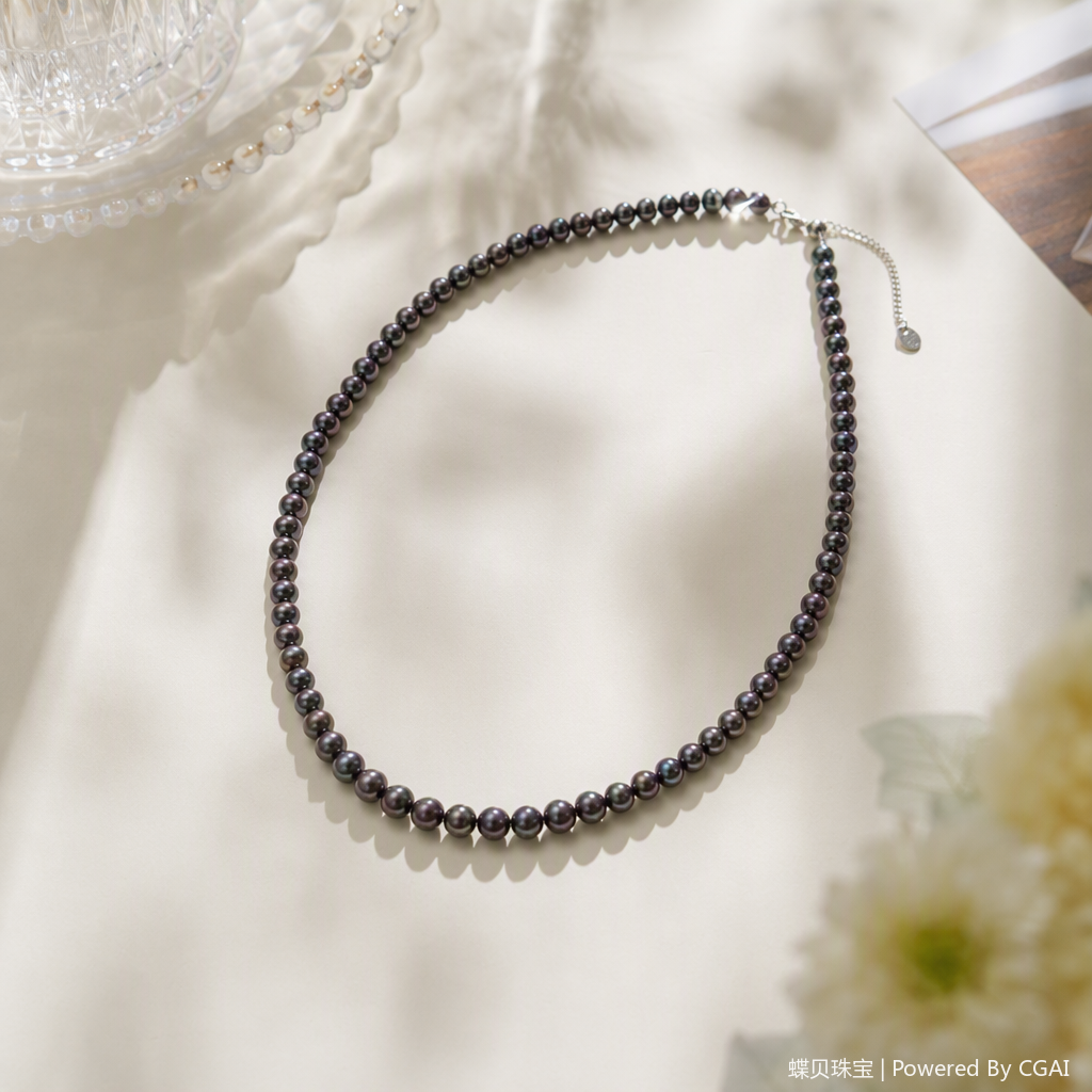 This fashionable and elegant deep purple pearl necklace is a versatile gift with a feminine charm. It is set with exquisite jewelry details Picture