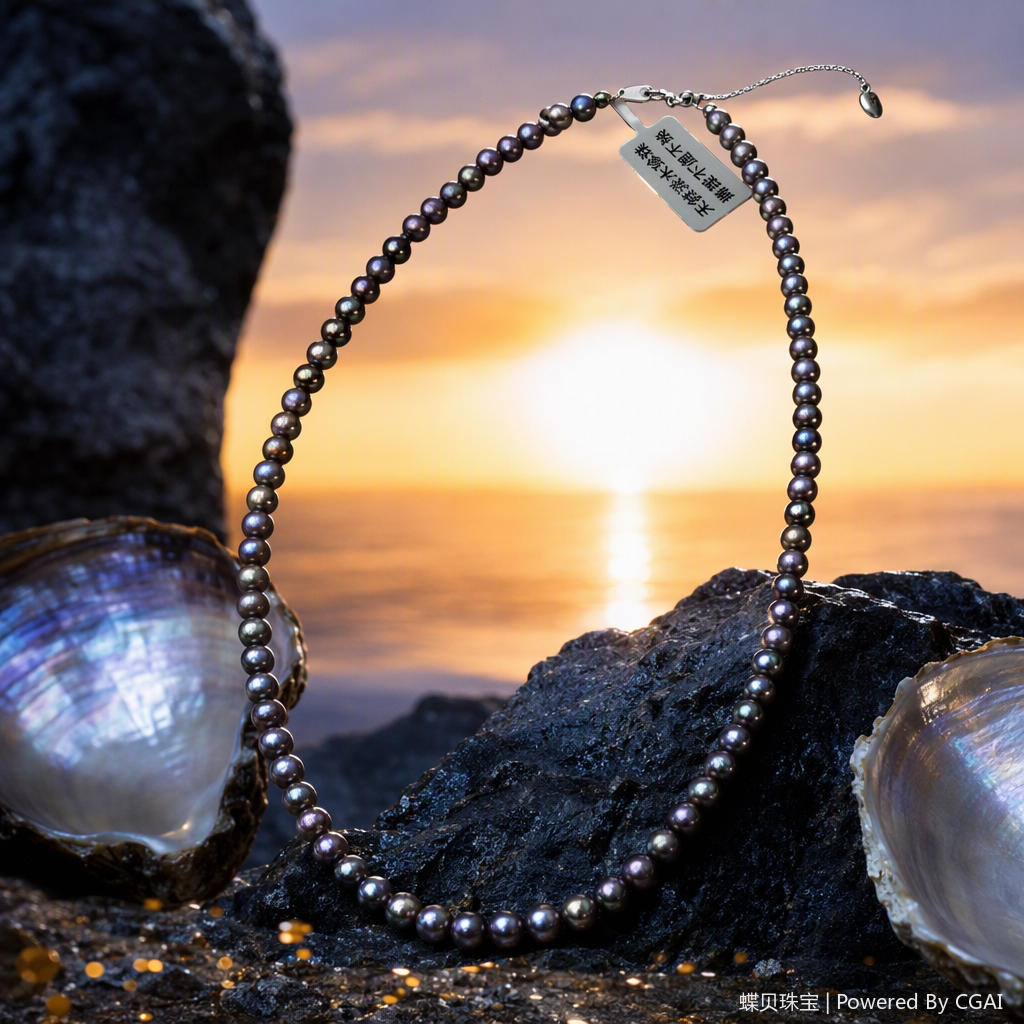 This fashionable and elegant deep purple pearl necklace is a versatile gift with a feminine charm. It is set with exquisite jewelry Specification image