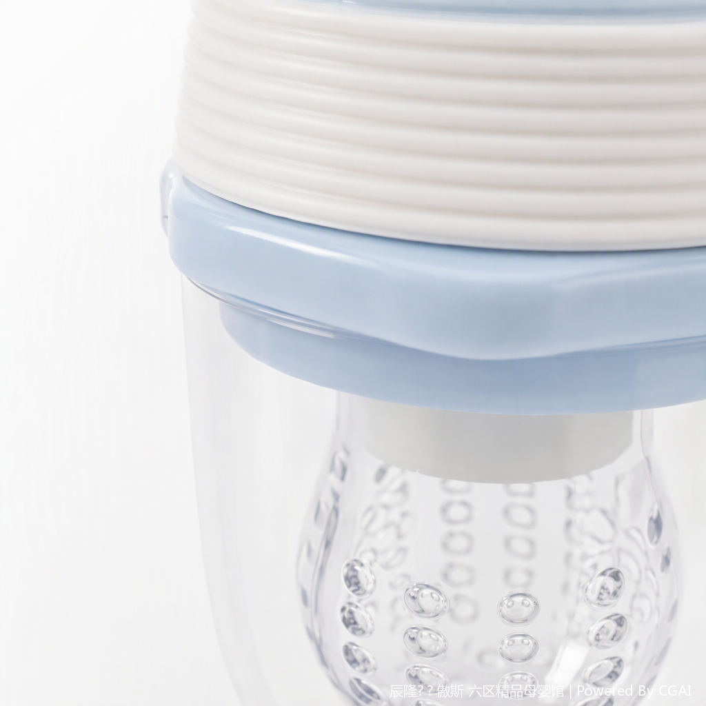 【OSEO】26Q4#W1018 light blue handle baby food grinder, white silicone cover, transparent liquid storage chamber, perforated mouthpiece, multi-functional baby food tool Application Scenario